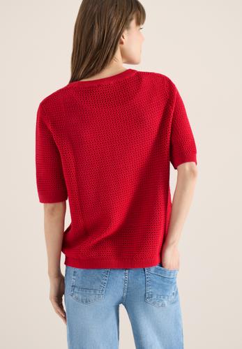 Kurzarm Pullover mit Struktur S - Glazed Apple Red