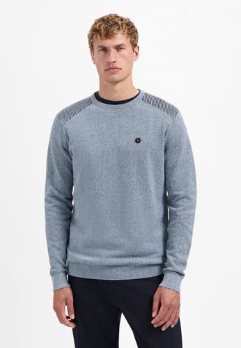 Pullover Crewneck Plated Structure Knit M Regular Fit - Dusty Blue