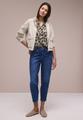 Bluse mit Split Neck und Animal Print 36 - Timeless Beige