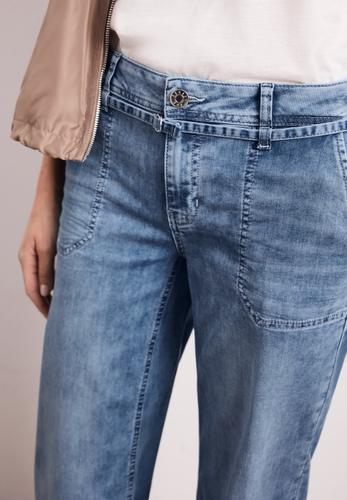 Mid Waist Wide Leg Jeans im Loose Fit 29/7/8 Hosen - Mid Blue Random Wash