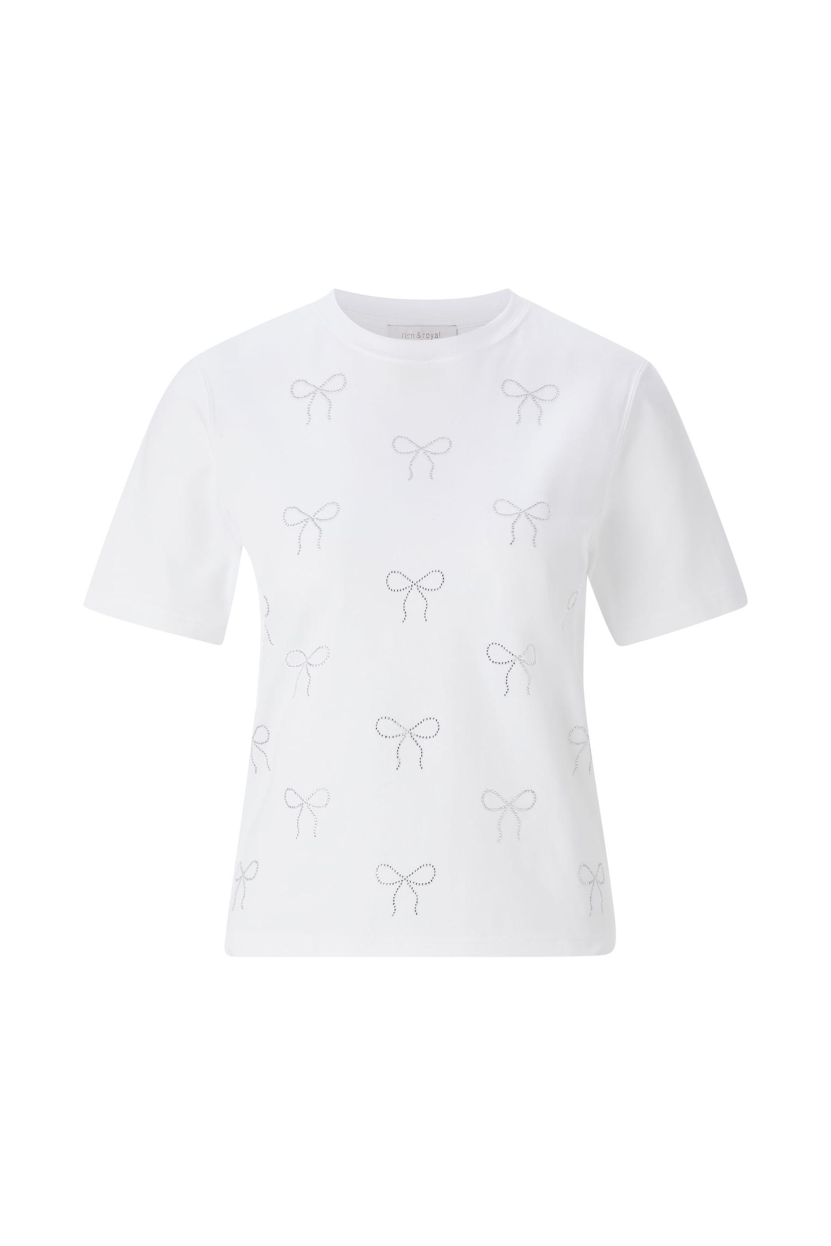 T-Shirt with Bow Application - Weiß / M