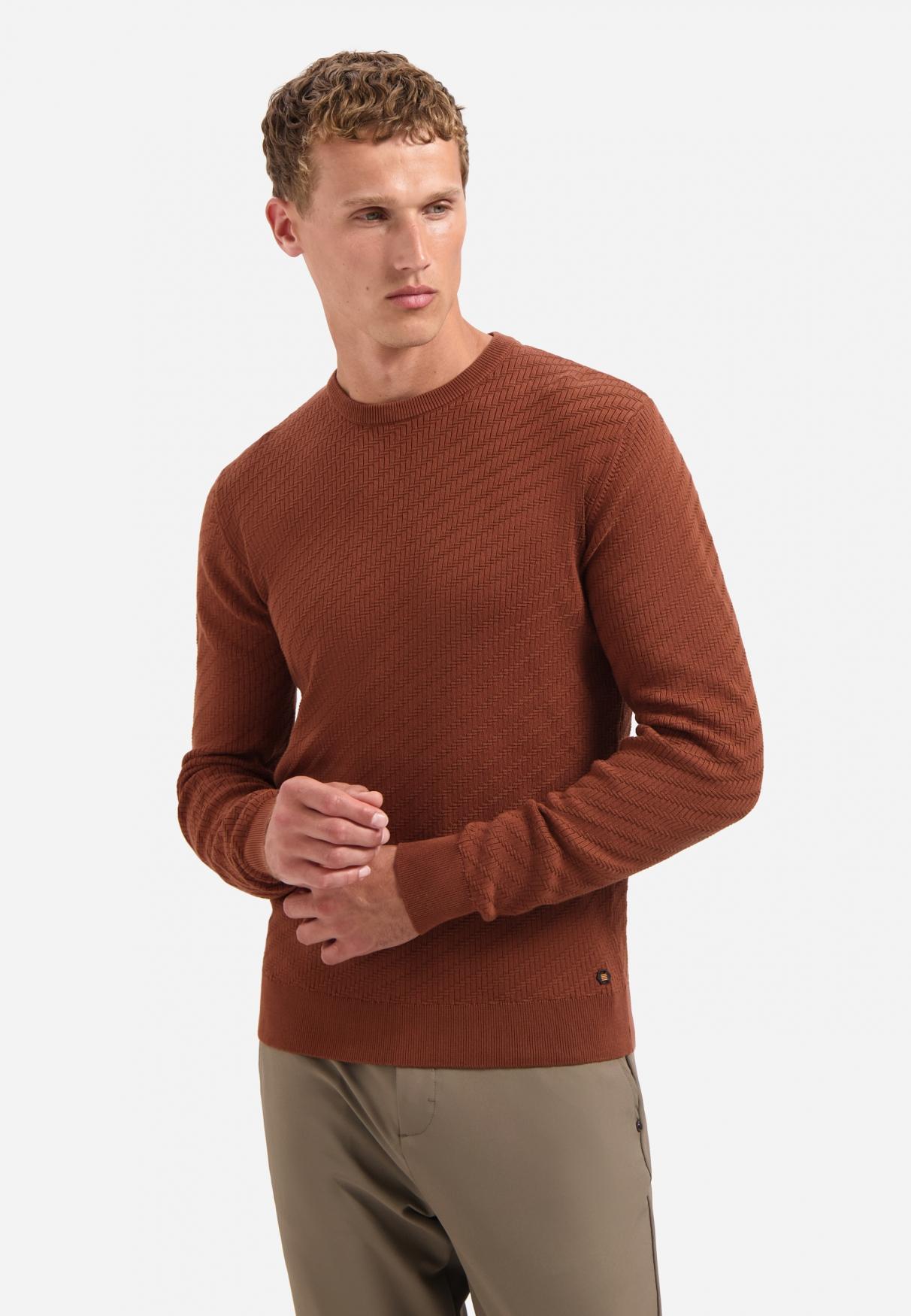 Pullover Crewneck Jacquard Solid XL Regular Fit - Terra