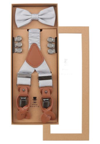 Set Hosenträger+Fliege Micro OS - Silber
