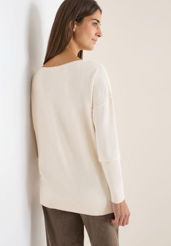 Pullover mit Strukturdetail XL - Oat Milk Beige Melange
