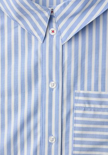 Bluse mit Hemdkragen und  Backprint 42 - Original Blue
