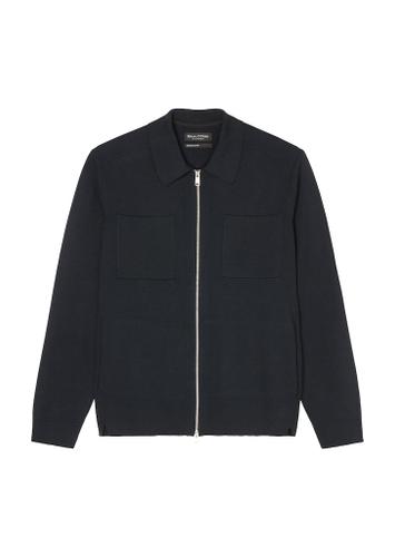 Strickjacke regular im Polo-Stil M Regular Fit - Dark Navy