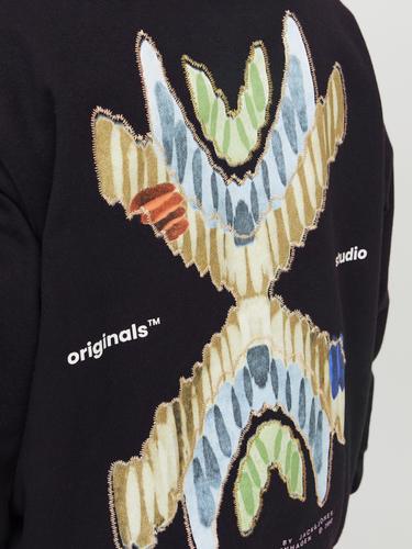 JORPORTO PATTERN SWEAT HOOD M Locker geschnitten - Black