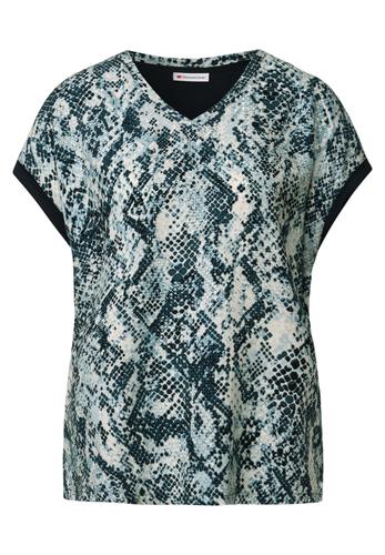 V-Neck Shirt mit Snake Print 38 - Arona Blue