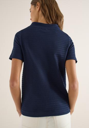 Shirt mit Funnel Neck im Two-Tone-Look L - Universal Blue