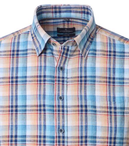 Leinenhemd Kurzarm L Casual Fit Short - Türkis