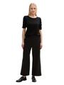 T-Shirt mit Raffärmeln L Regular Fit - Deep Black