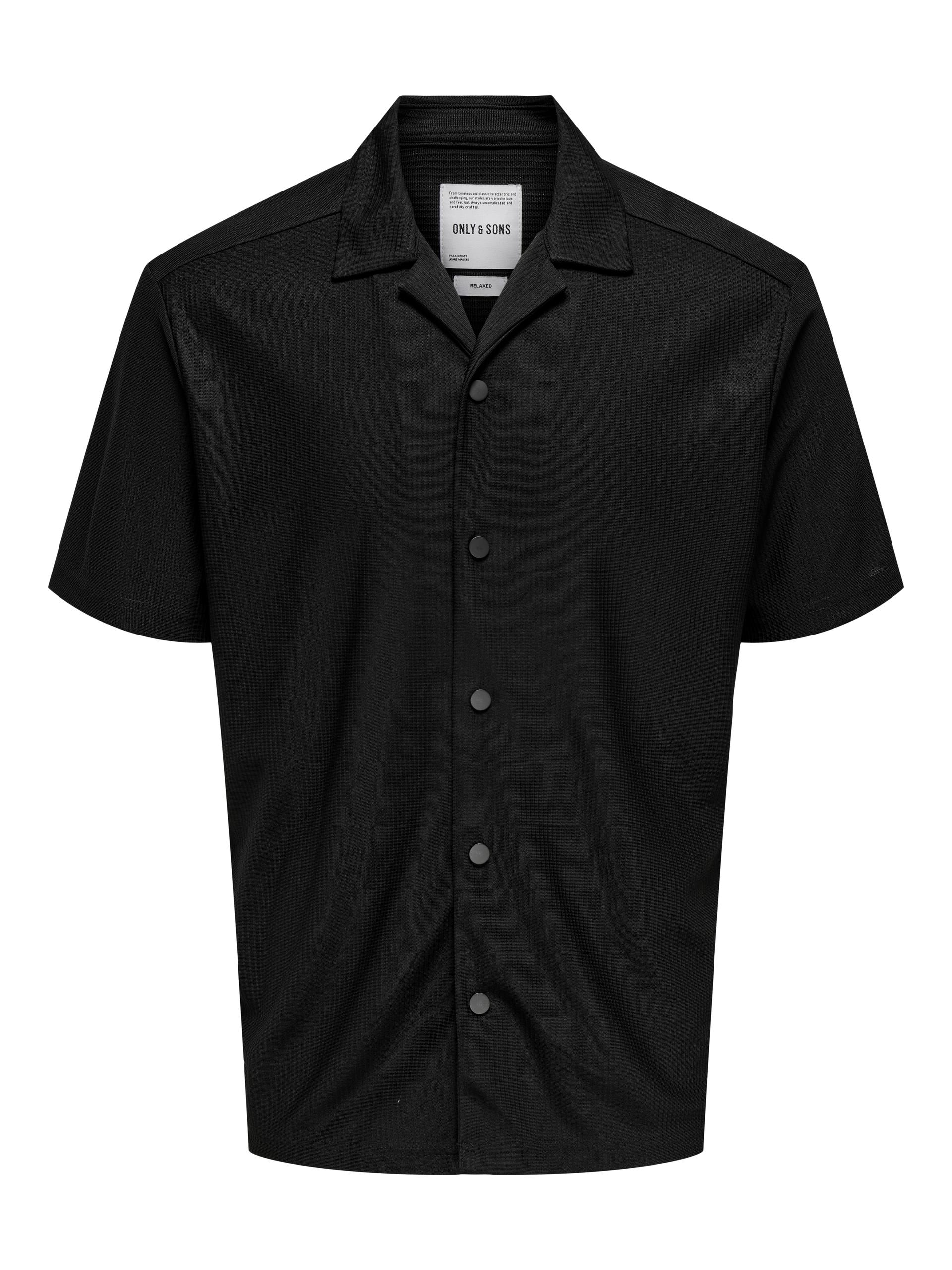 ONSKARI LIFE RLX RESORT SS PLIZZE SHIRT L Locker geschnitten - Black