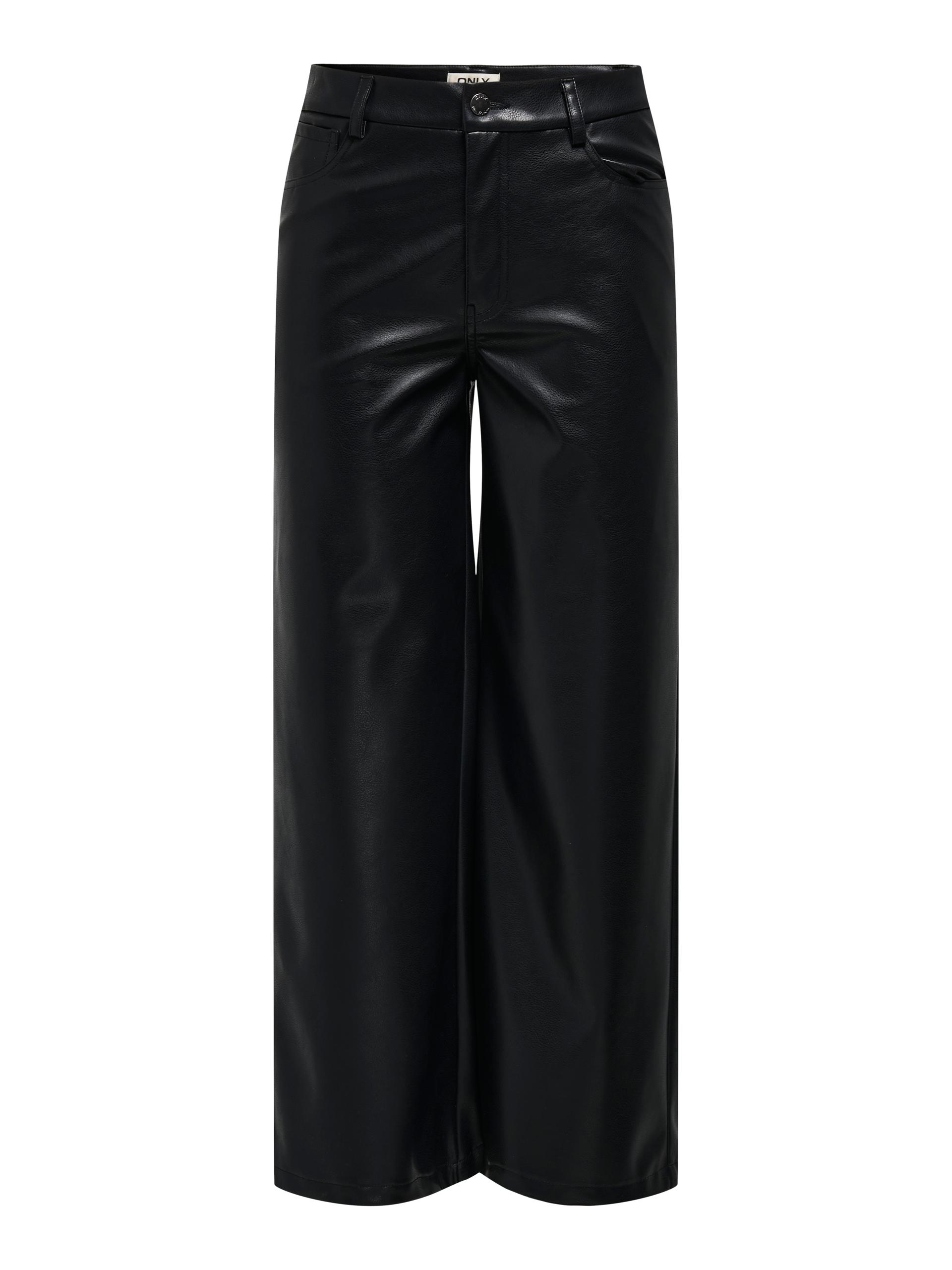ONLMADISON HW WIDE FAUX LEATHER PANT PNT M/32 Locker geschnitten - Black