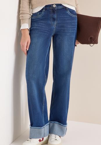 Wide Leg Washed-Look Jeans 31/30 - Mid Blue Used Wash