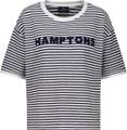 T-Shirt mit Struktur und Schriftzug 42 - Marine Ringel