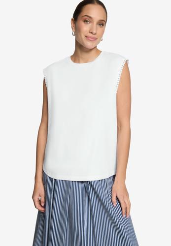 Jersey-Top  mit Rundhalsausschnitt 40 - Brilliant White
