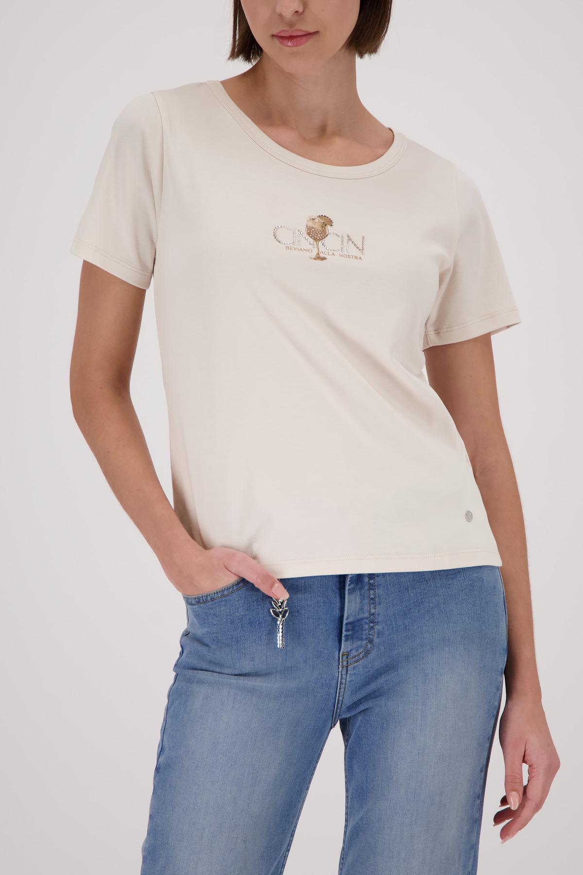 T-Shirt mit Strasssteinen 46 - Champagne Beige