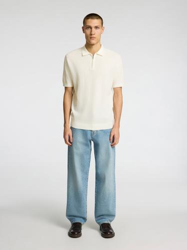 SLHCRAN SS KNIT STRUCTURE HALF ZIP POLO