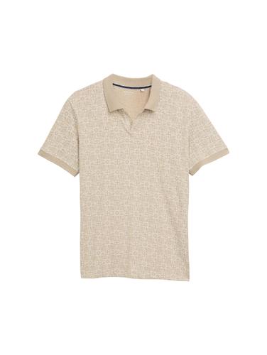 Jersey Poloshirt mit Print XL Regular Fit - Beige Mosaic Design