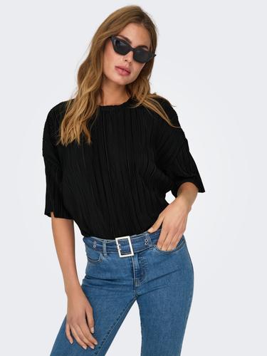 ONLRAVENNA S/S PLISSE TOP NOOS JRS M Normal geschnitten - Black