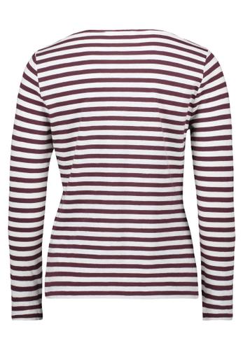 Ringelshirt L Figurnah - Cream/dark Red