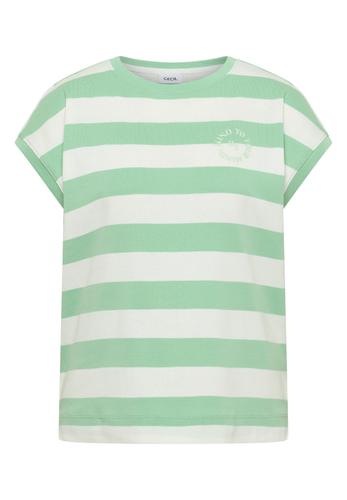 T-Shirt mit Streifen und Printdetail