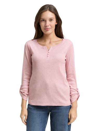 Langarmshirt mit Turn-Up-Funktion XXL Regular Fit - Offwhite Pink Small Stripe