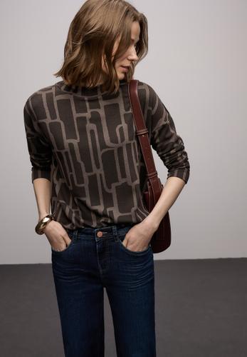 Print Shirt mit Tunnelzug 40 - Darkest Brown