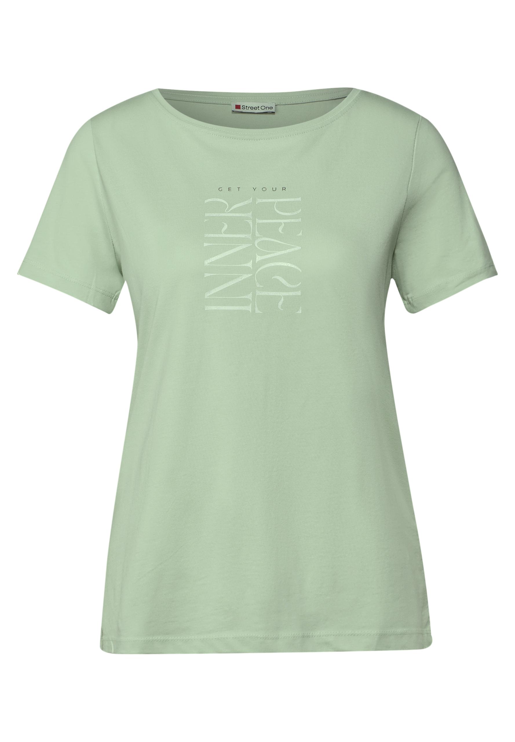 T-Shirt mit Wording Print 38 - Soft Jade Green